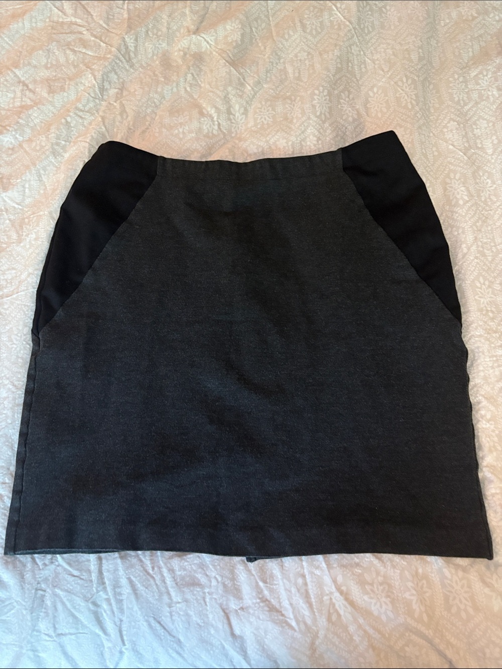 Thalian Charcoal Gray Mini Skirt with Black Panels
